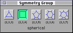 In the 'Symmetry Group' window, select (2, 3, 4)