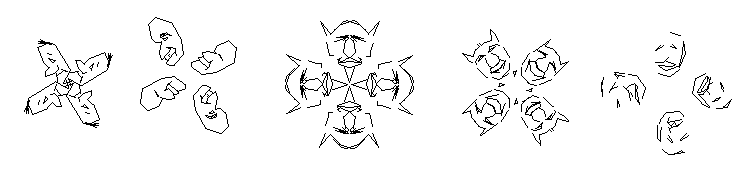 [four-fold rosettes of varying symmetry]