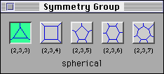 Under 
'Symmetry Gr
oup', choose '(2,3,3)' button.