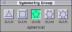 Under 
'Symmetry Gro
up', choose '(2,3,5)' button.